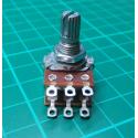 Potentiometer, 2x50kΩ, Lin, 125mW, ± 20%, 6x7mm Knurled Shaft, Cable solder Lugs