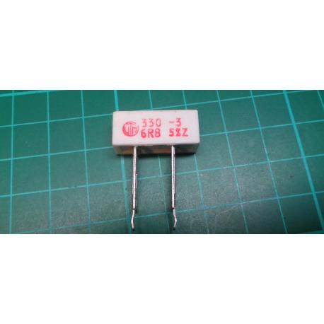 Ceramic resistor 6R8 5W, 5% 300ppm, 350V 